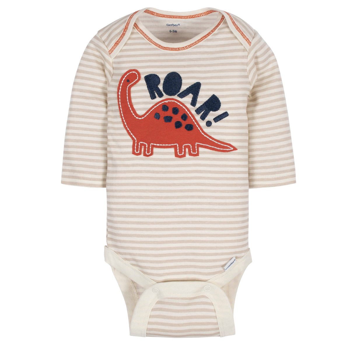 3-Pack Baby Boys Dinosaur Long Sleeve Onesies Bodysuits, view 2