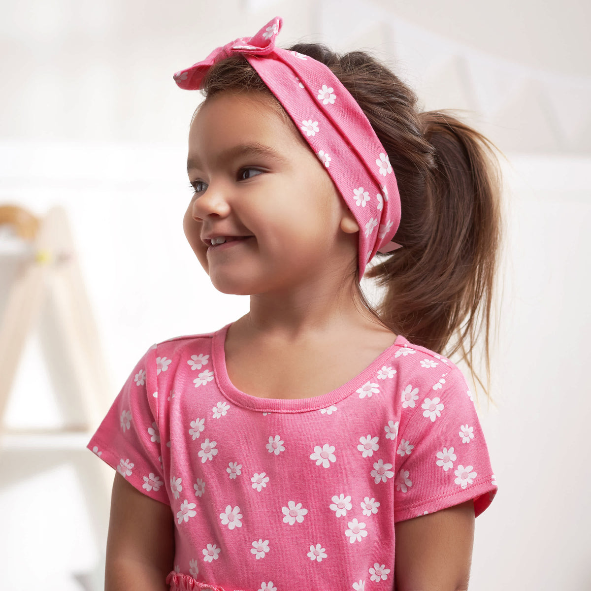3-Piece Baby & Toddler Girls Summer Blossom Dress, Diaper Cover & Headband Set, view 3