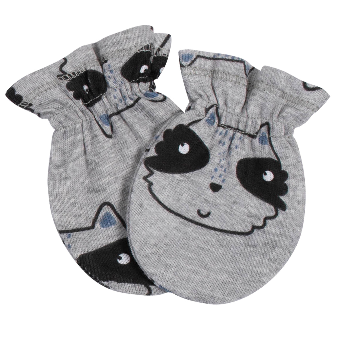 4-Pack Baby Boys Raccoon No Scratch Mittens, view 2