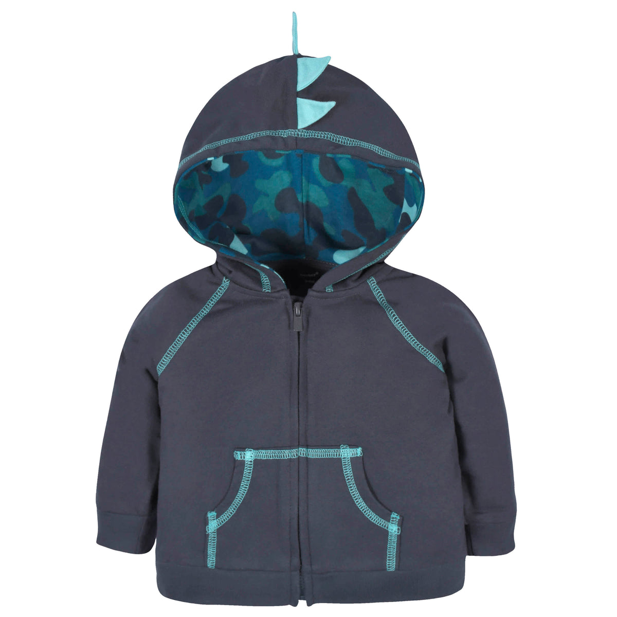 2-Piece Baby & Toddler Boys Navy Dino Terry Zip Hoodie & Joggers Set, view 2