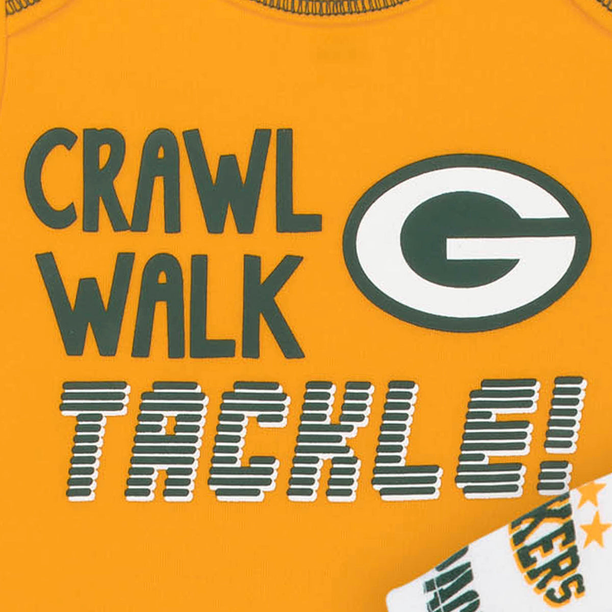 3-Pack Green Bay Packers Short Sleeve Bodysuits, view 2