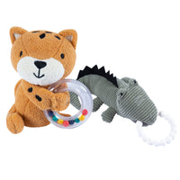2-Piece Baby Cheetah & Crocodile Rattle and Teether Set