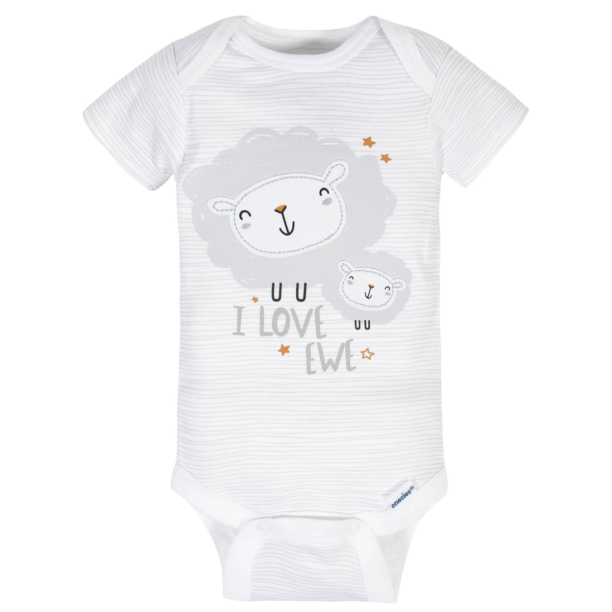 5-Pack Baby Neutral Lamb Short Sleeve Onesies Bodysuits, view 2