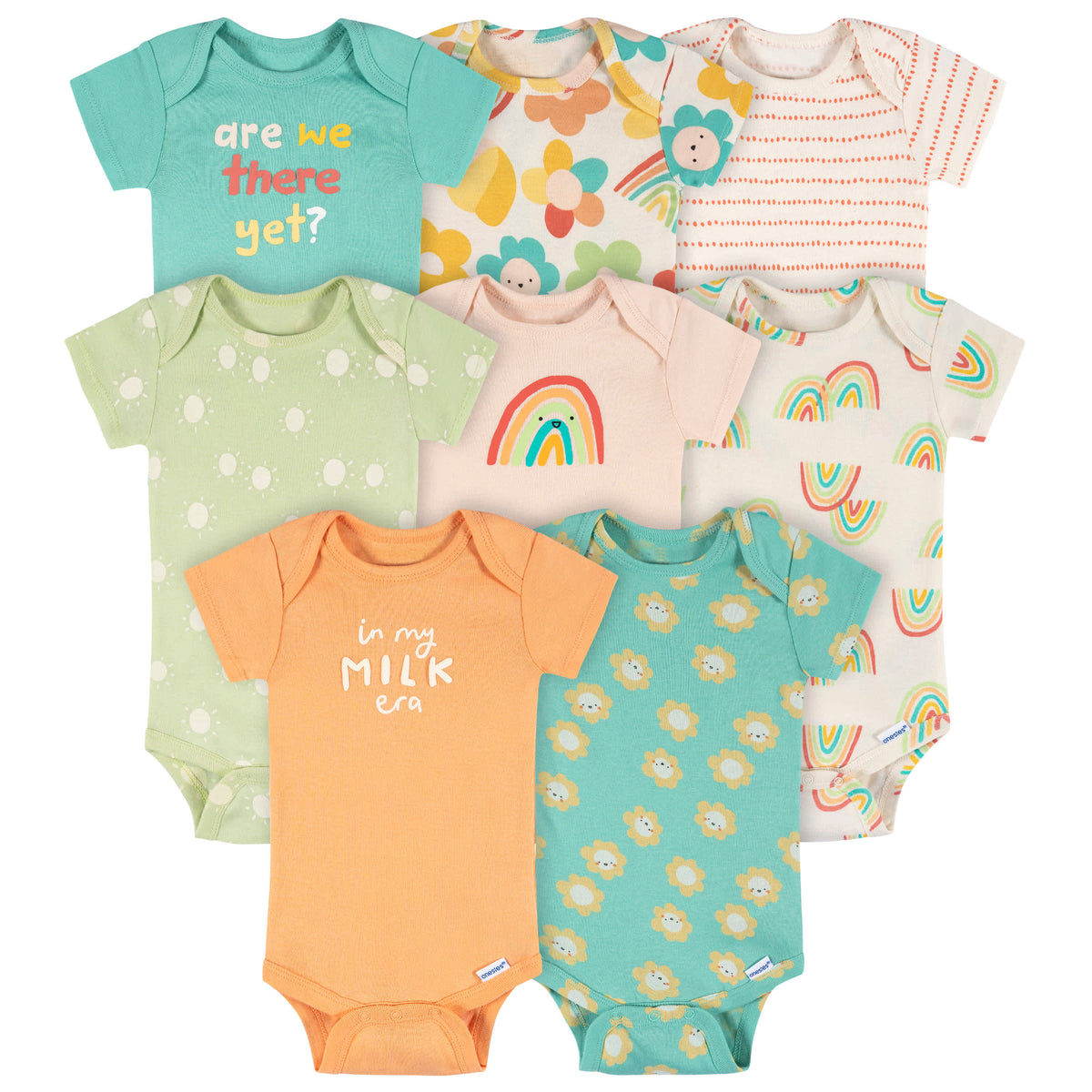 8-Pack Baby Girls Good Days Short Sleeve Onesies Bodysuits