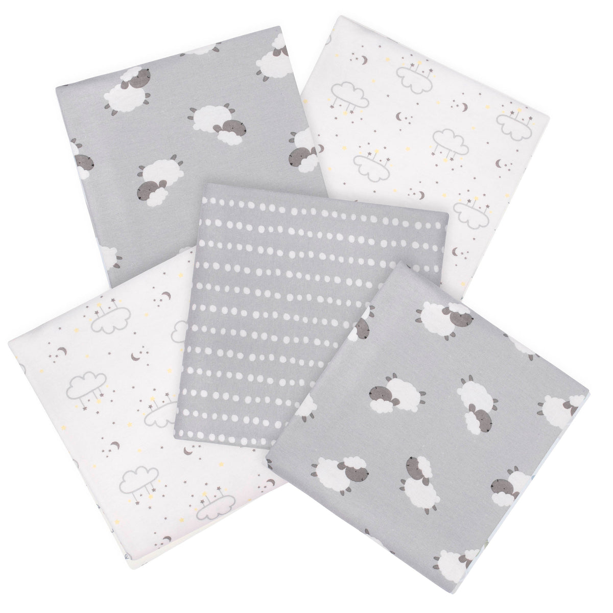5-Pack Neutral Lamb Flannel Blankets