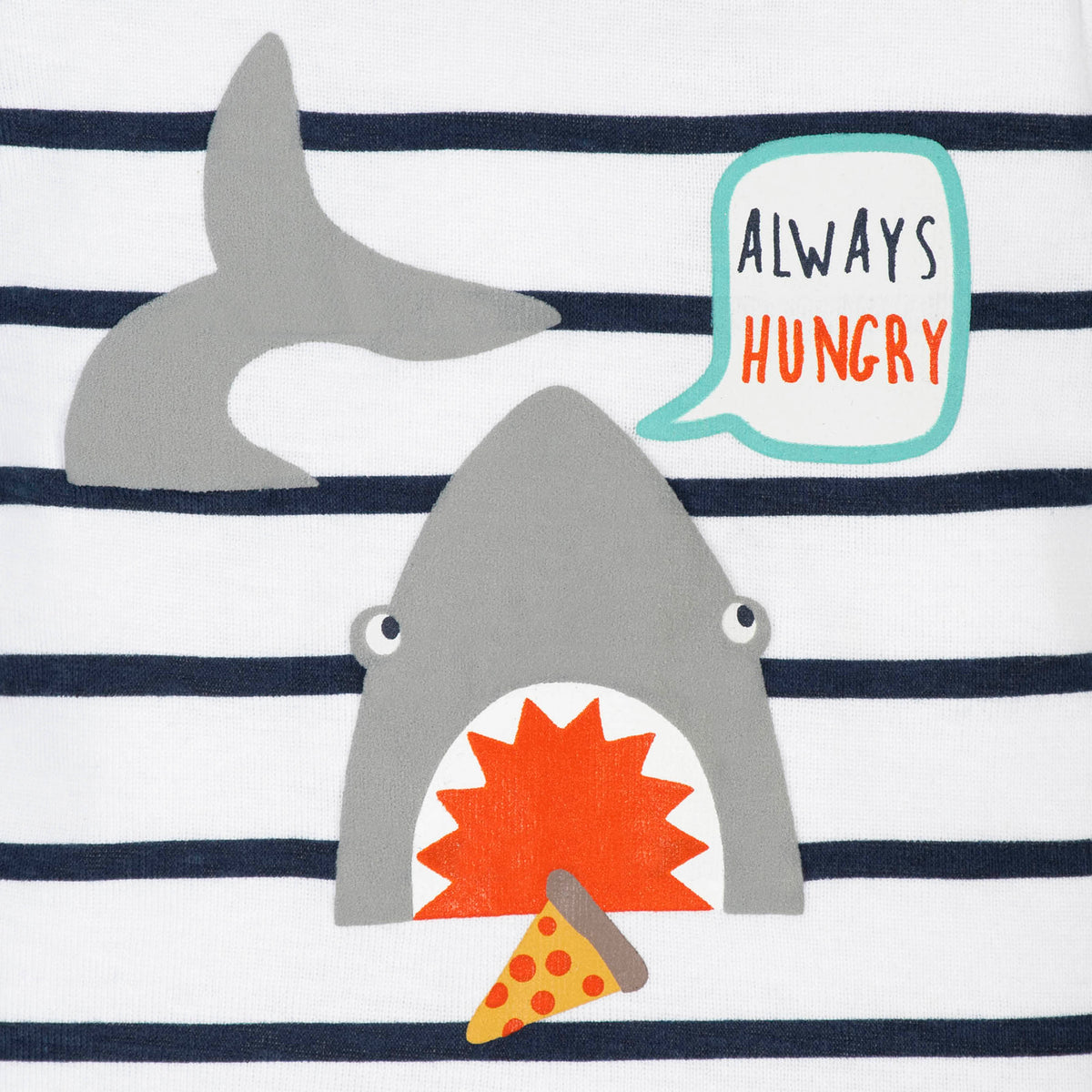4-Piece Baby Boys Shark Onesies Bodysuit, Short, Shirt and Active Pant Set, view 2