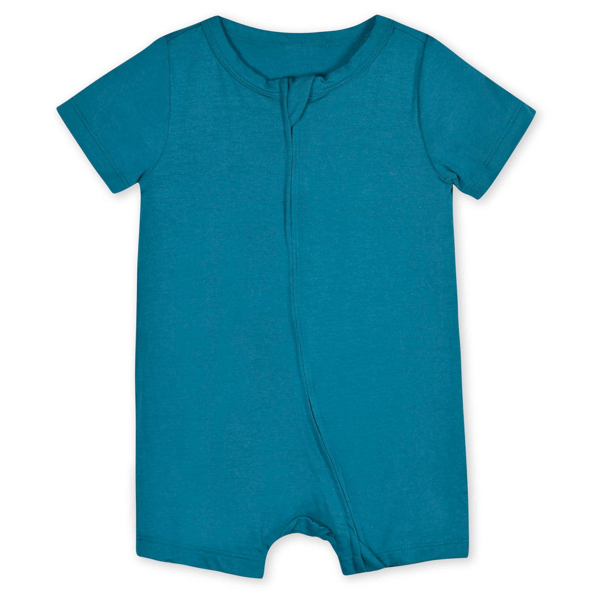 Baby Ocean Teal Buttery Soft Viscose Made from Eucalyptus Snug Fit Romper, view 2