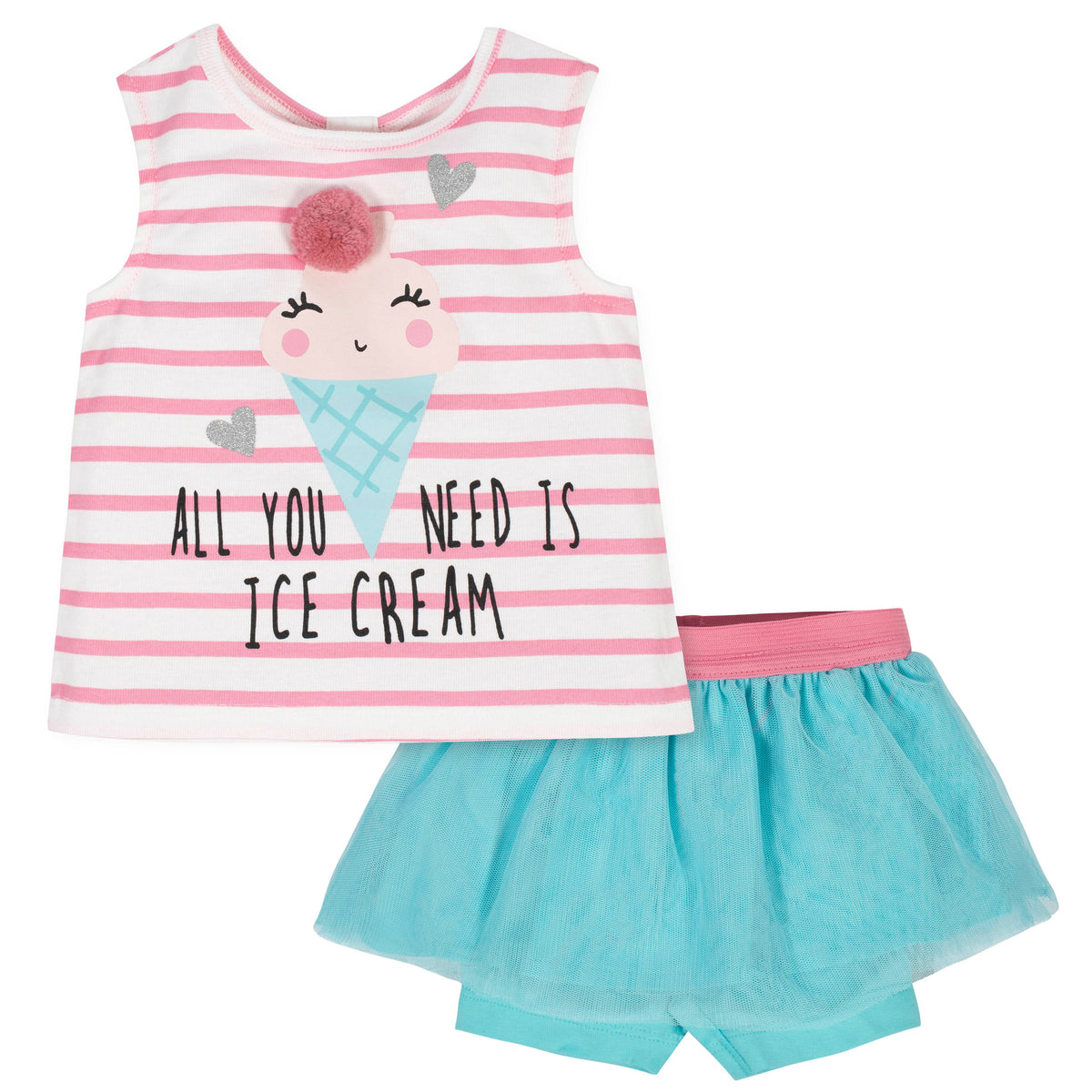 2-Piece Girls Ice Cream Shorts Set
