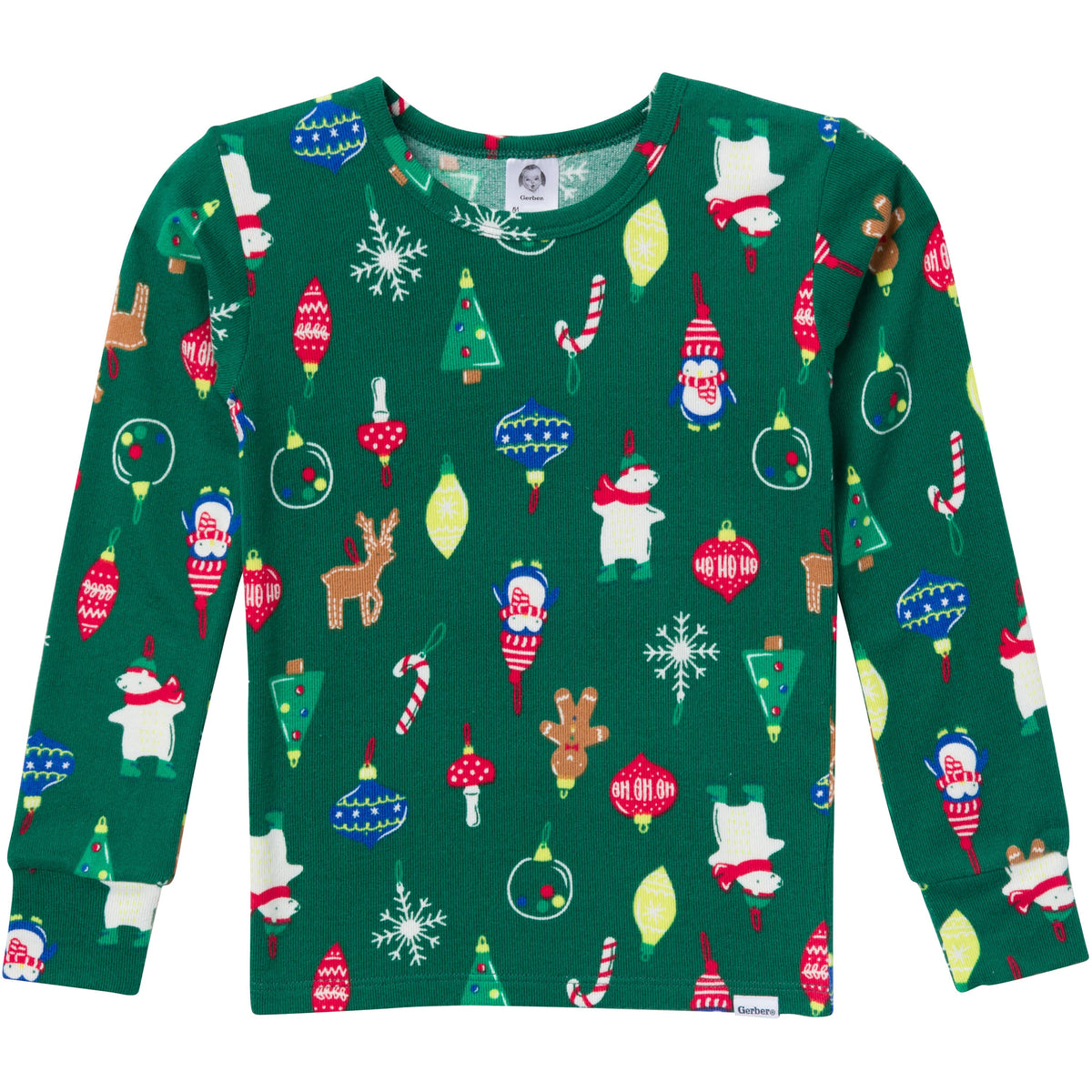 2-Piece Kids Neutral Ornaments Holiday Family Pajamas, view 2