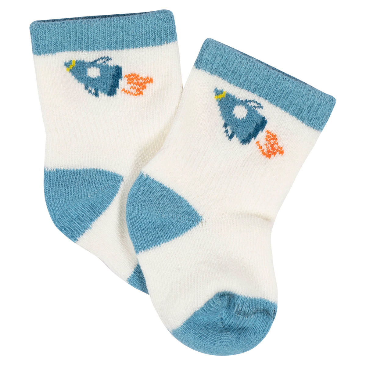 8-Pack Baby Boys Space Explorer Jersey Wiggle Proof Socks, view 4