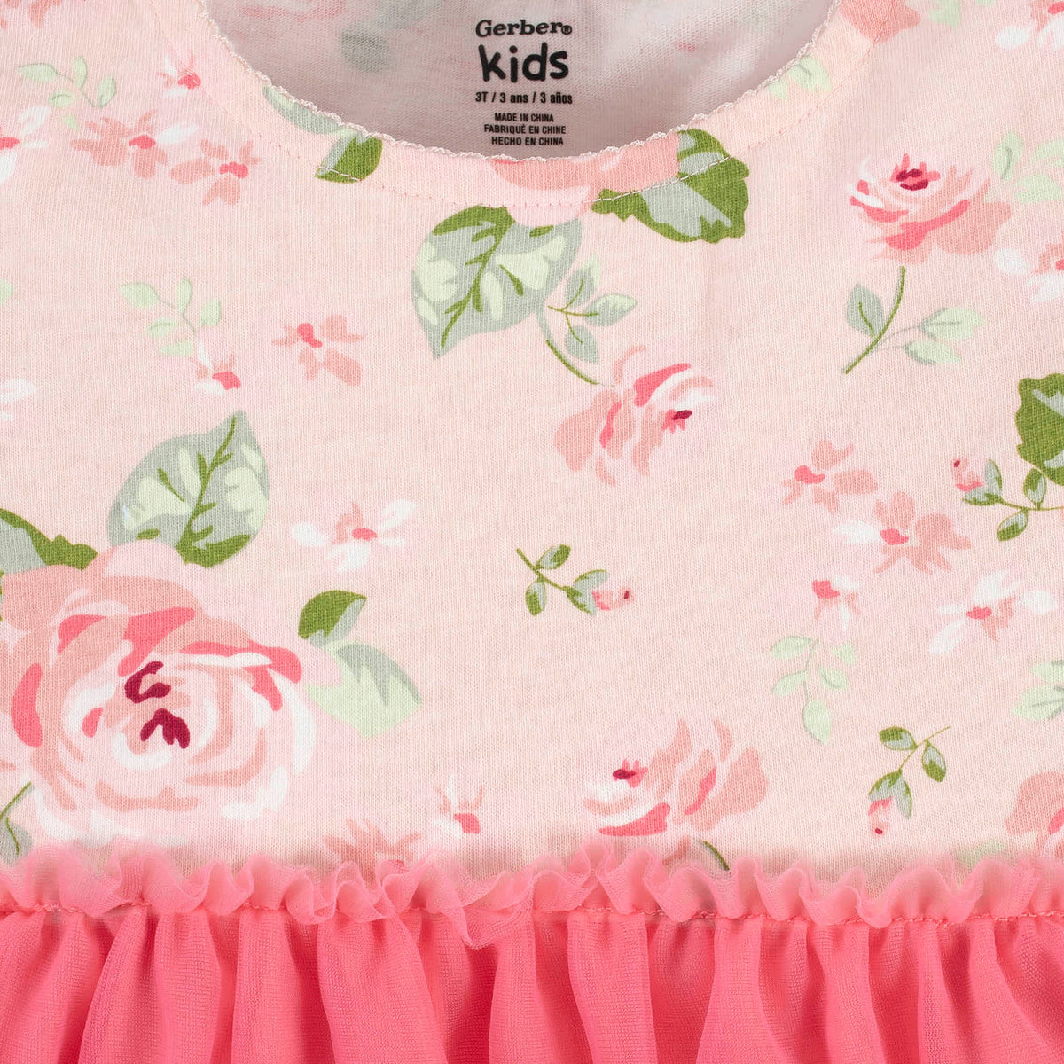 Baby & Toddler Girls Roses Long Sleeve Tulle Dress, view 2