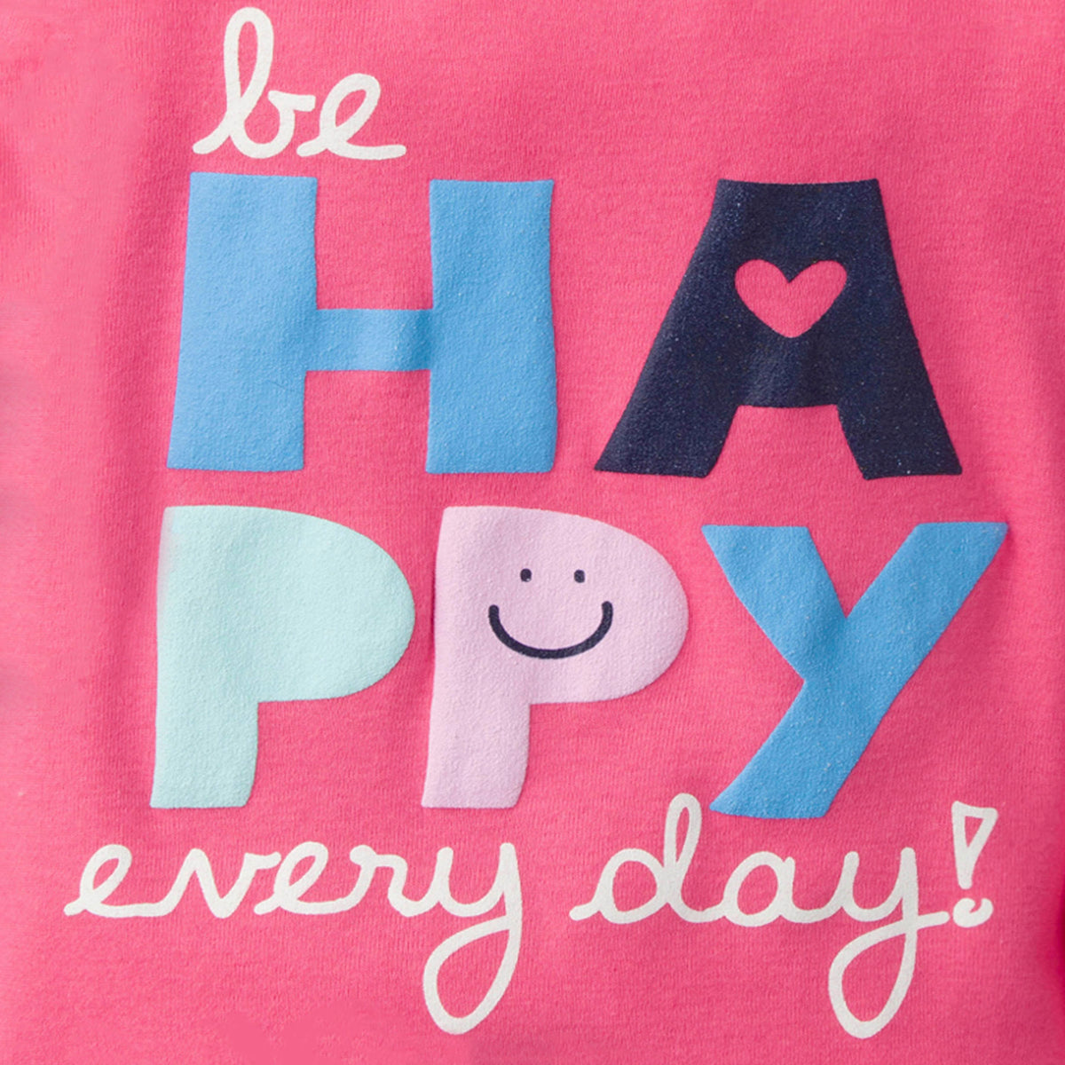 4-Piece Toddler Girls Be Happy Cotton Pajamas, view 2