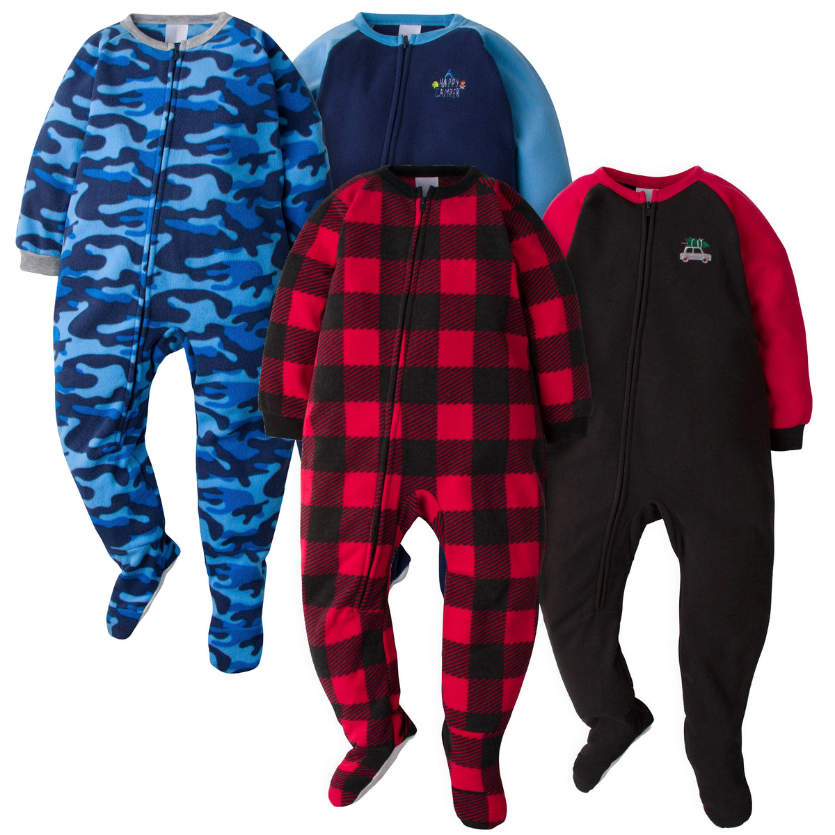 4-Pack Toddler Boys Camo & Plaid Blanket Sleepers