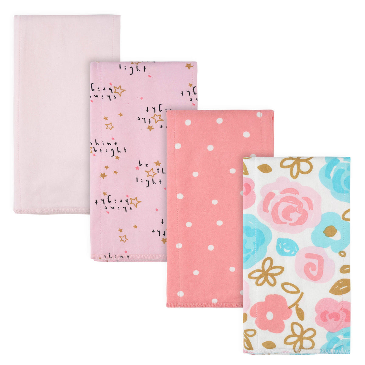 4-Pack Baby Girls Princess Flannel Burp Cloths