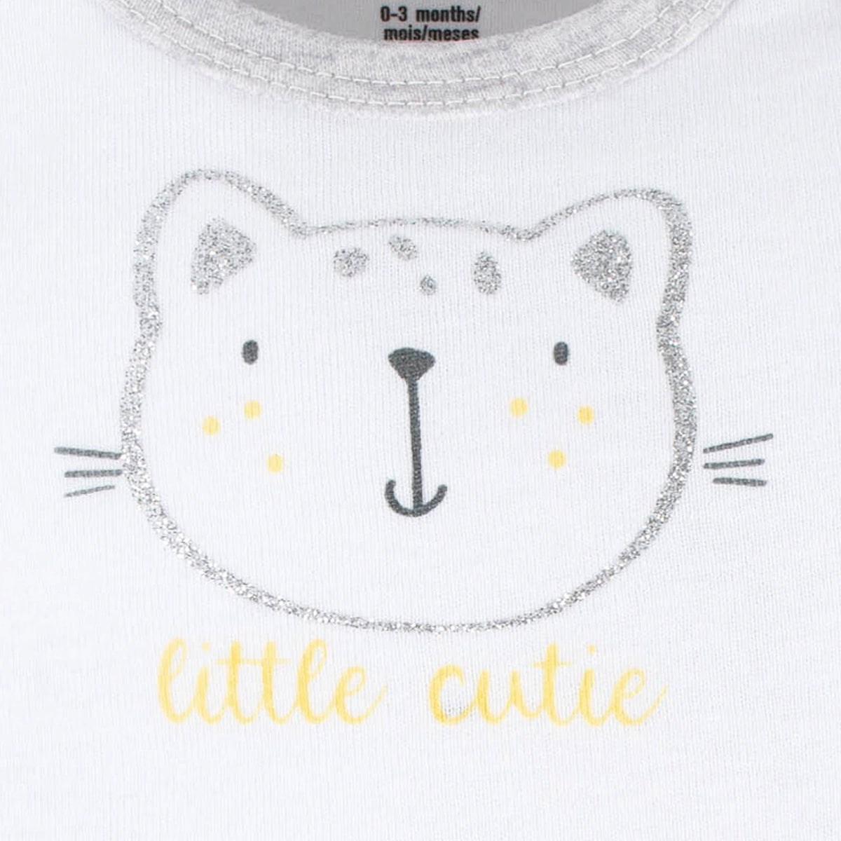 3-Piece Baby Girls Purrfectly Wild Short Sleeve Onesies Bodysuits & Pants Set, view 7