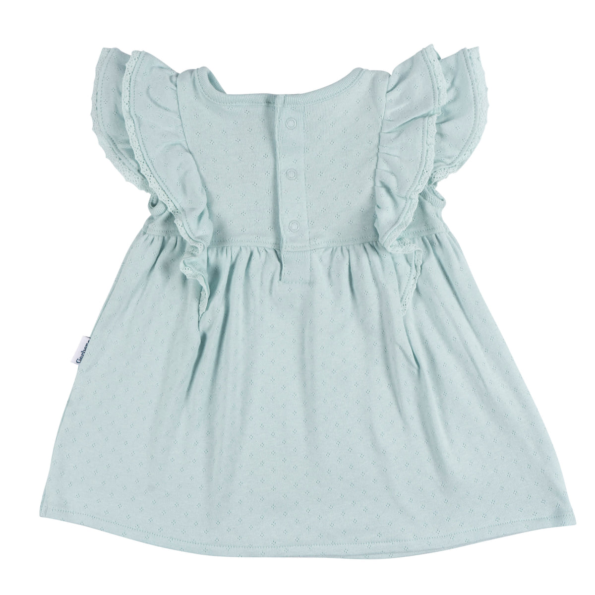 2-Piece Baby Girls Aqua Blue Dress & Diaper Cover, view 5