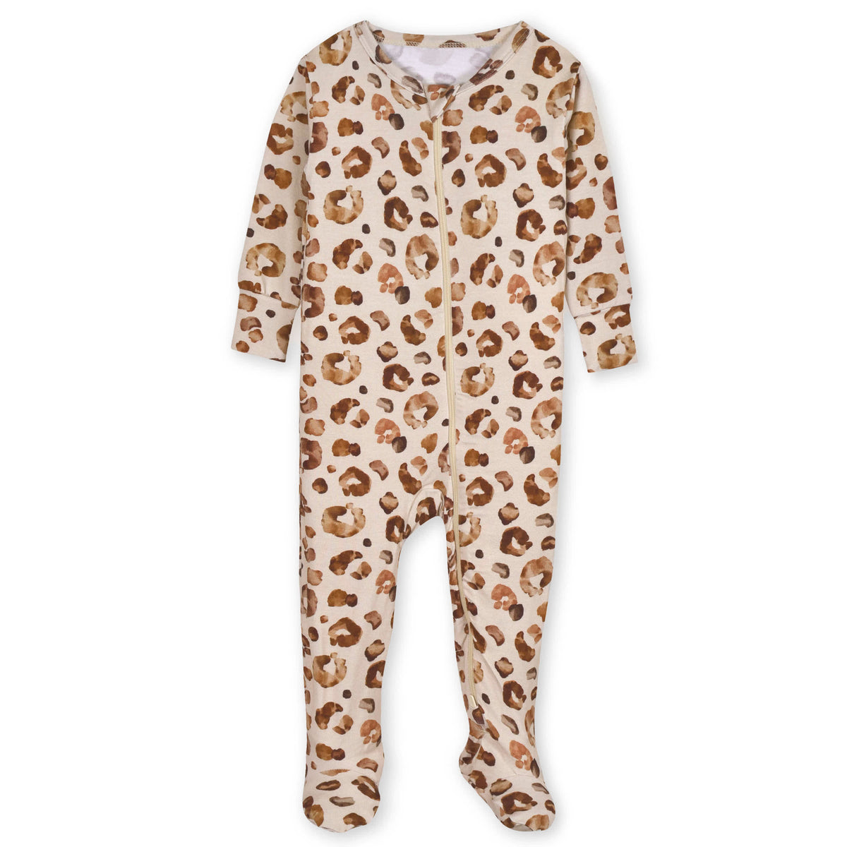 Baby & Toddler Spotted Leopard Buttery Soft Viscose Made from Eucalyptus Snug Fit Footed Pajamas, view 2
