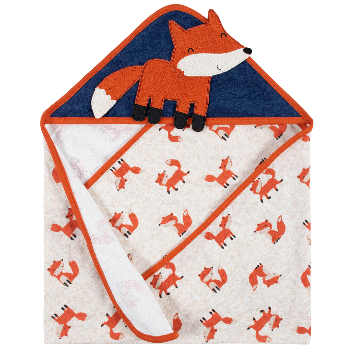 4-Piece Boys Fox Hooded Towel and Washcloths Set, view 2