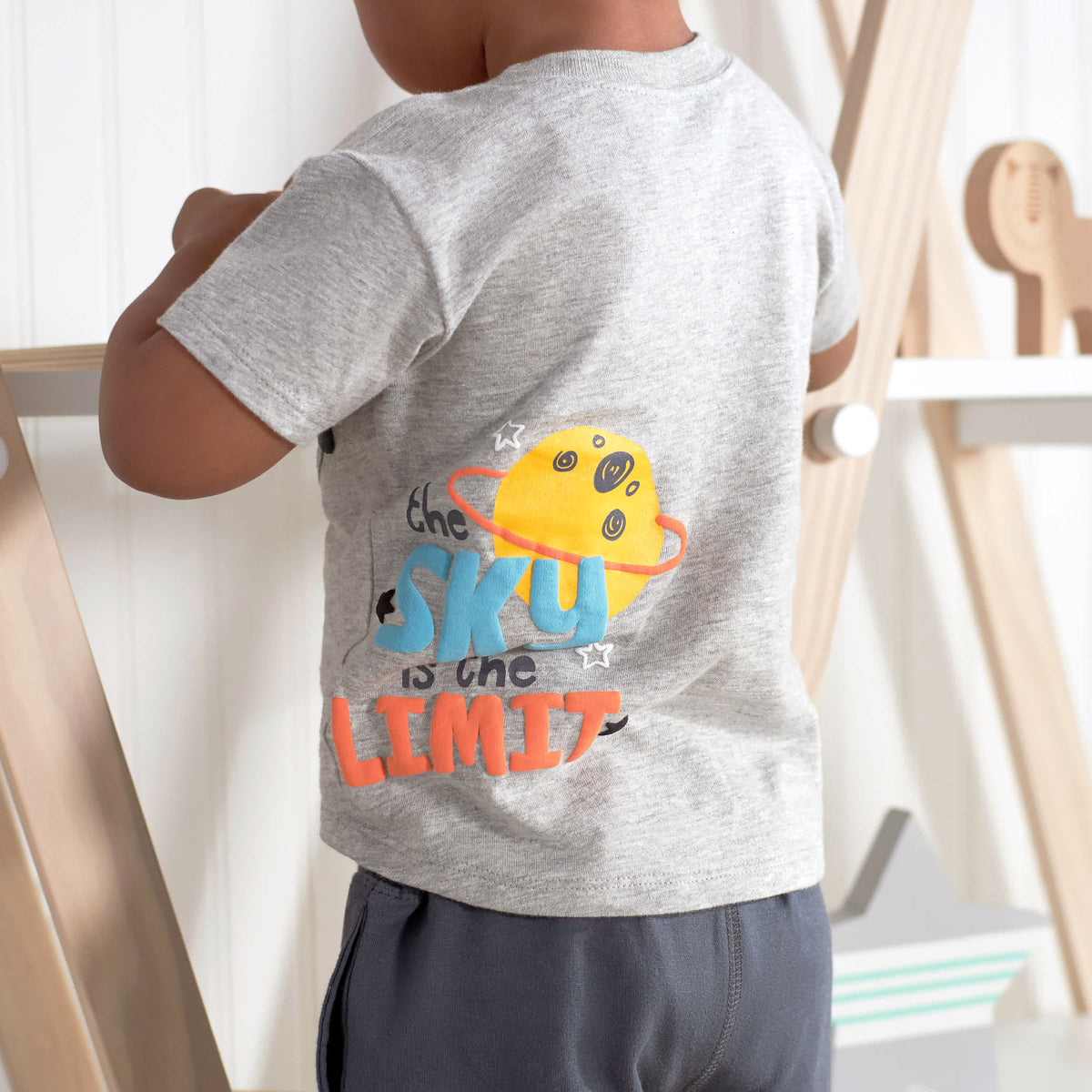 2-Piece Baby & Toddler Boys Blast Off Pocket Tee & Knit Shorts Set, view 5