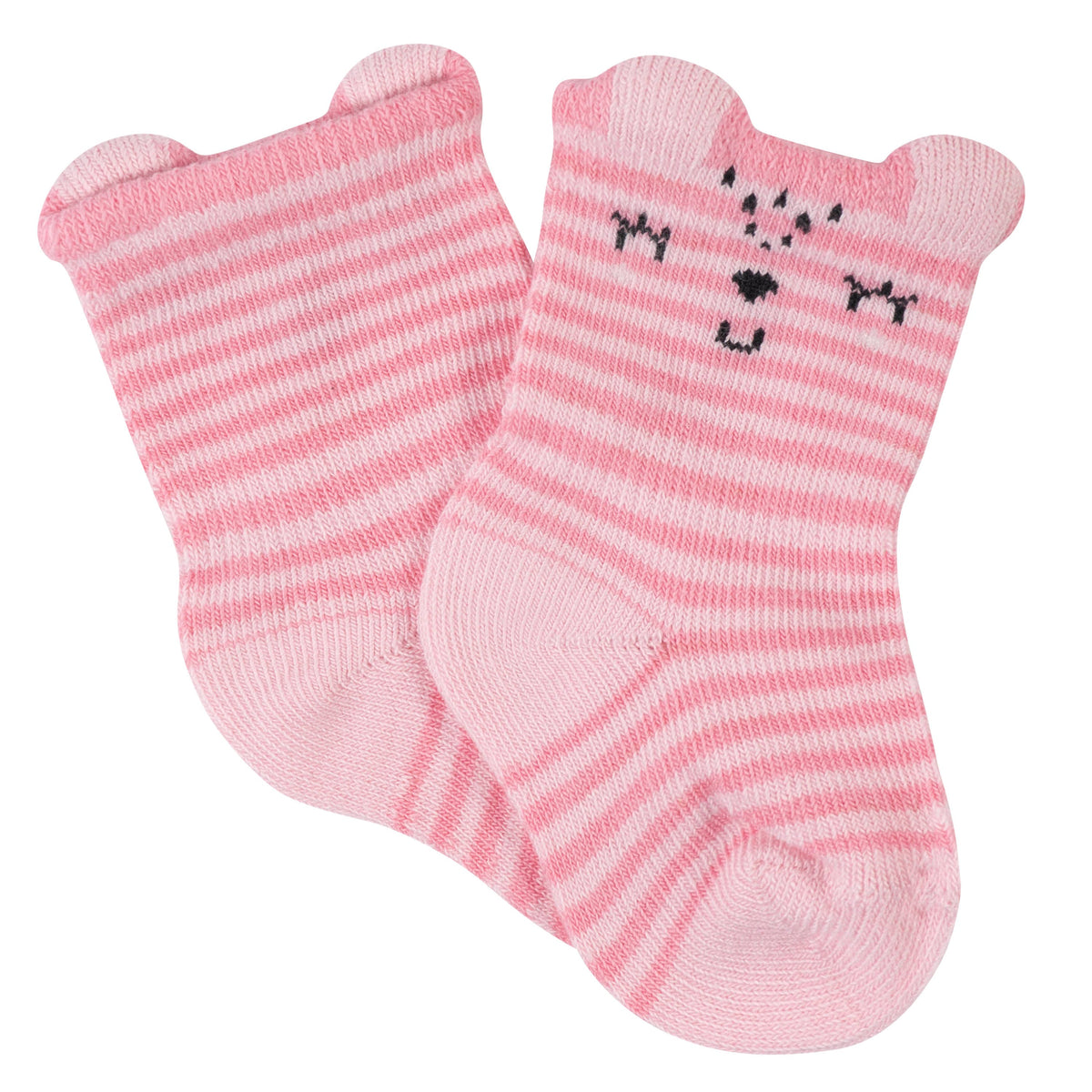 6-Pack Baby Girls Leopard Wiggle-Proof Jersey Crew Socks, view 7