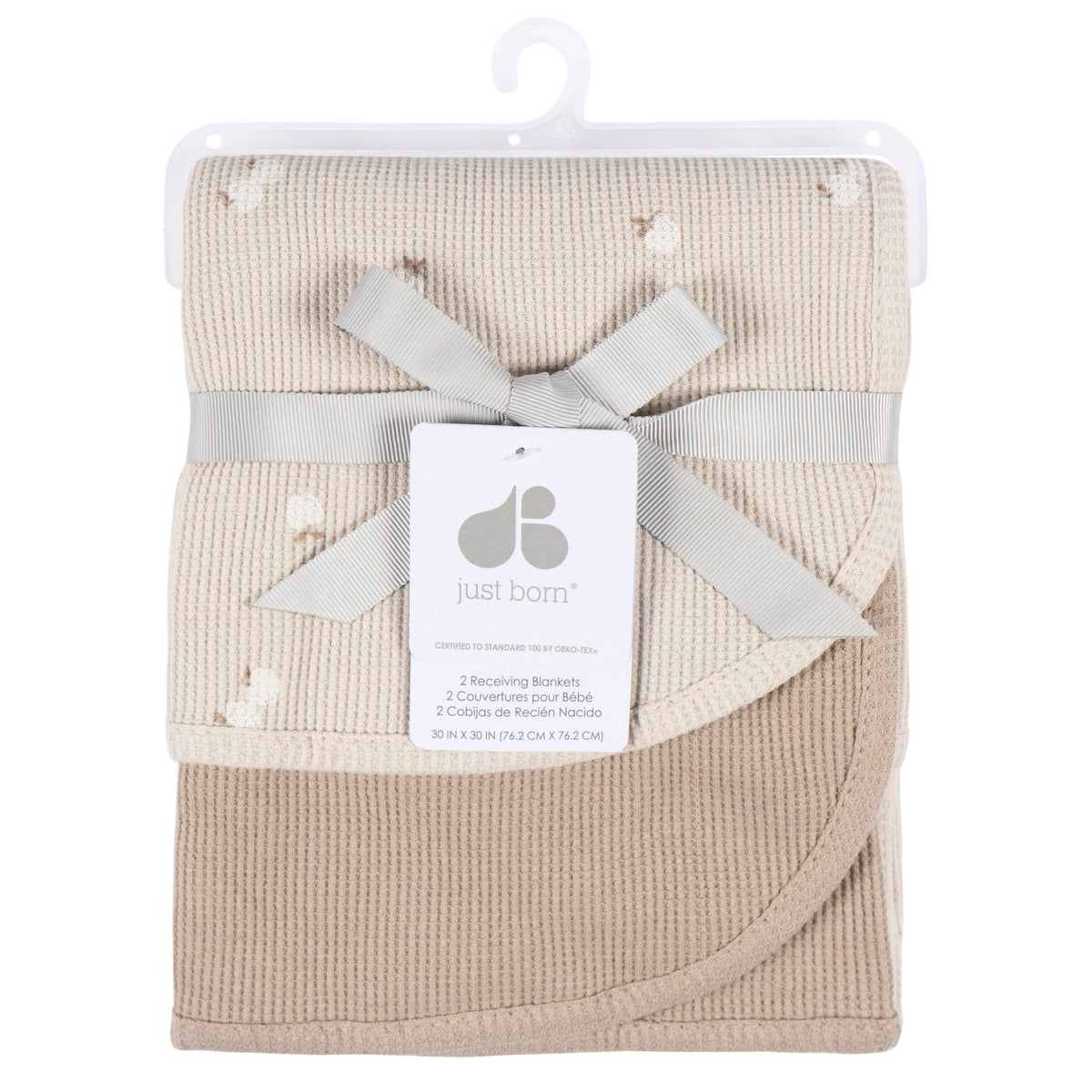 2-Pack Baby Neutral Tan Cotton Thermal Blanket, view 4