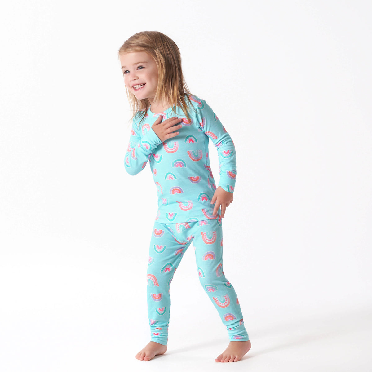 2-Piece Infant & Toddler Rainbow Sky Buttery Soft Viscose Made from Eucalyptus Snug Fit Pajamas, view 1