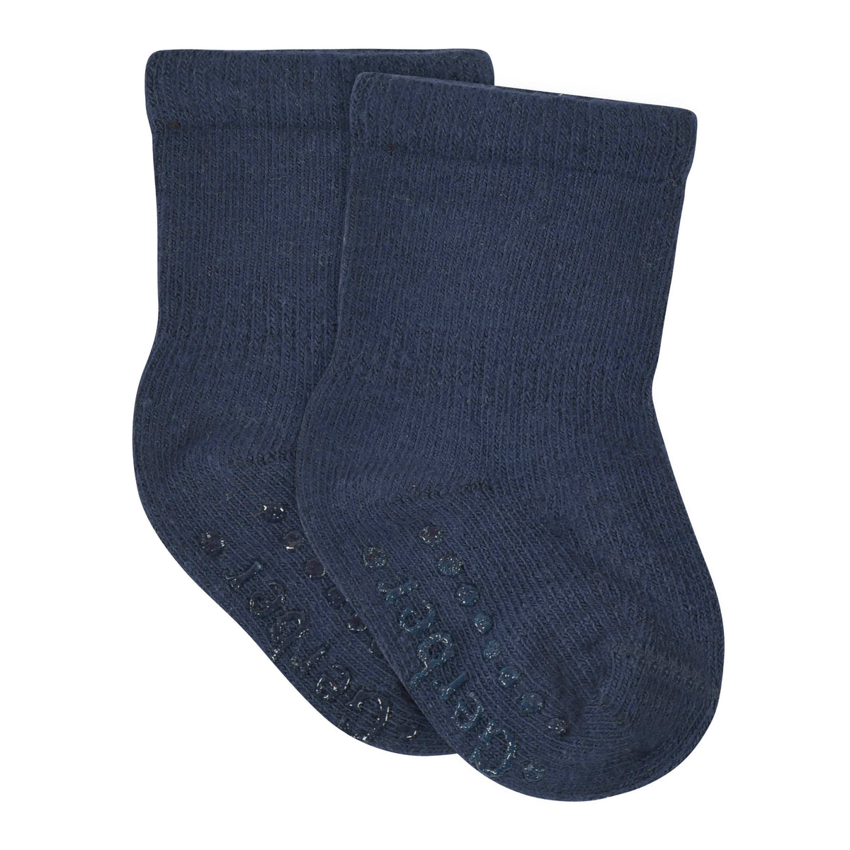 8-Pack Baby & Toddler Navy Wiggle-Proof Jersey Crew Socks, view 2