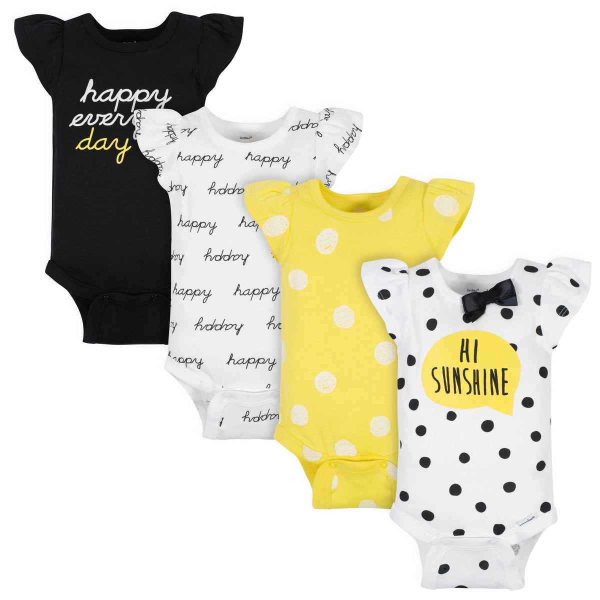 4-Pack Baby Girls Sunshine Onesies Bodysuits