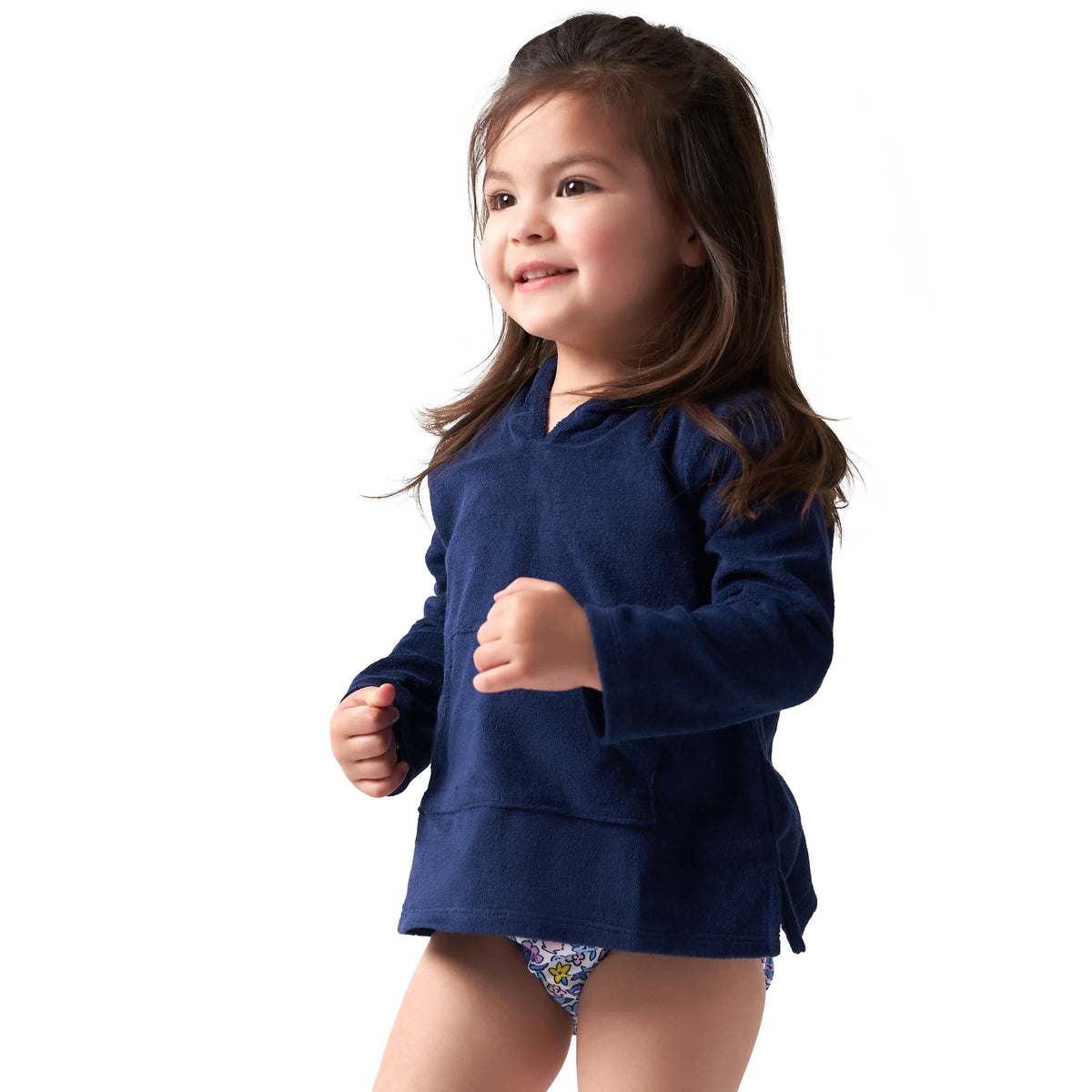 Baby & Toddler Navy Hooded Kangaroo Pocket Terry Coverup, view 4