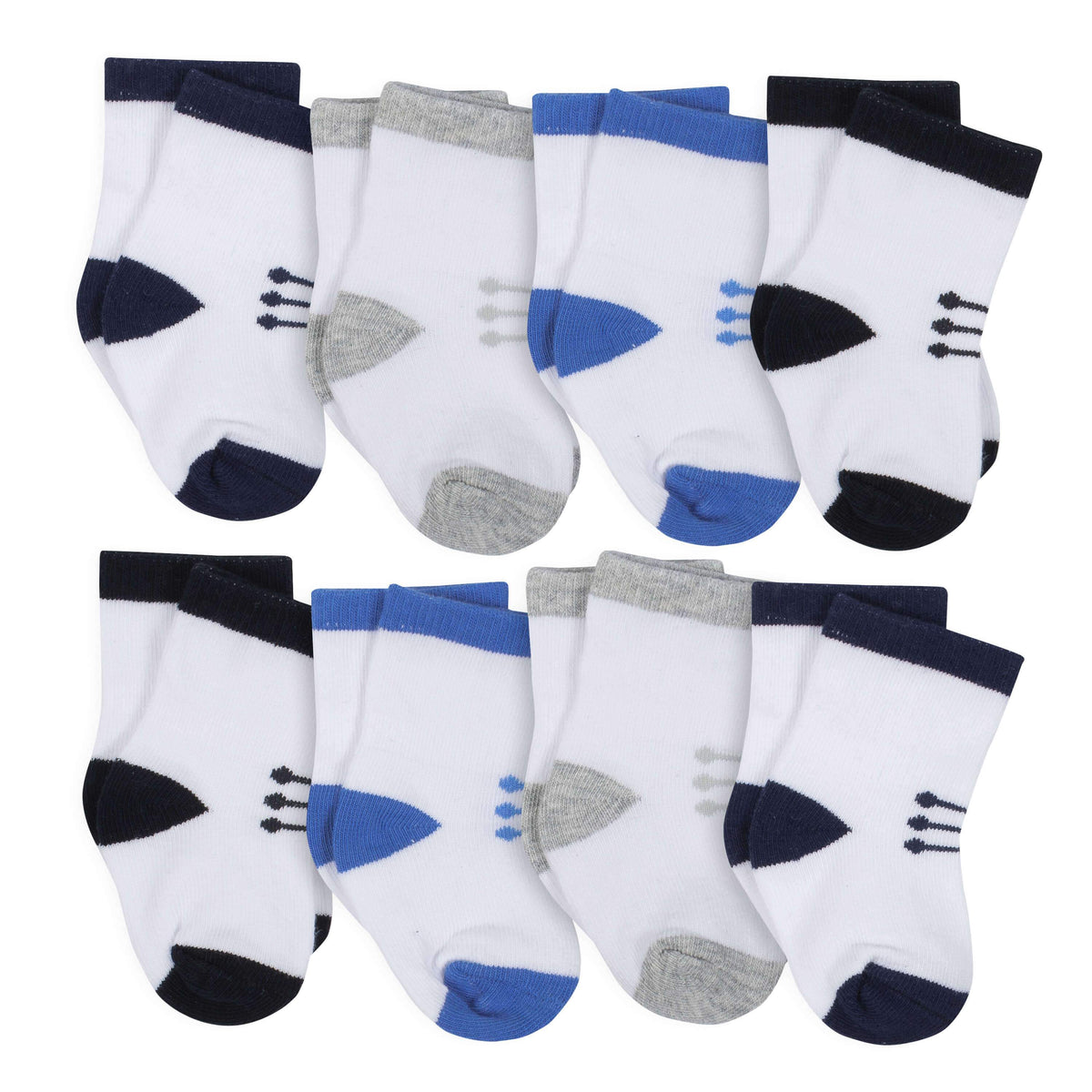 8-Pack Baby Boys Laces Jersey Socks