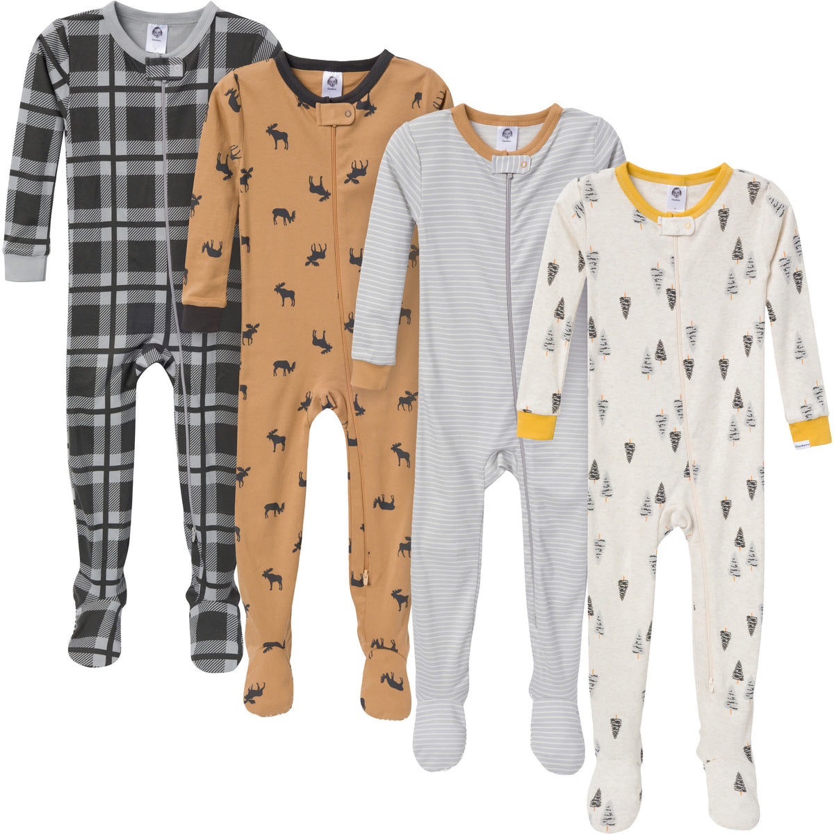 4-Pack Baby & Toddler Boys Moose Snug-Fitting Footed Pajamas