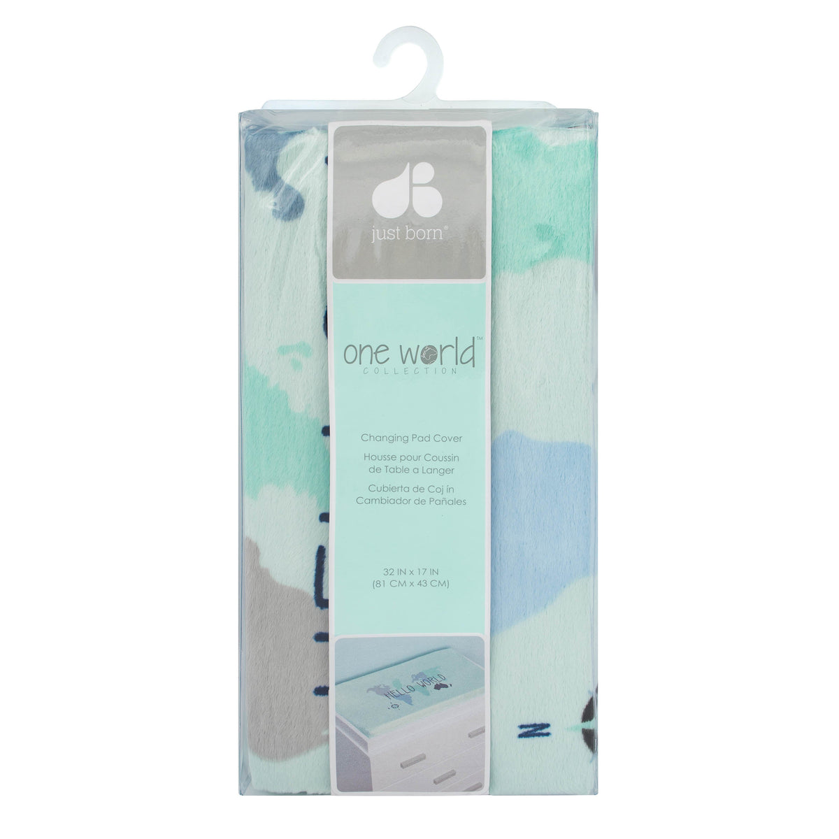Baby Boys Hello World Changing Pad Cover, view 2