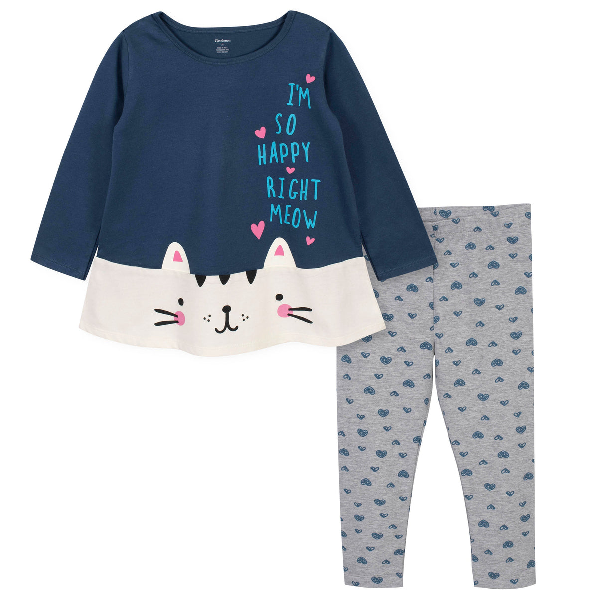 2-Piece Toddler Girls Kitty Tunic and Legging Set