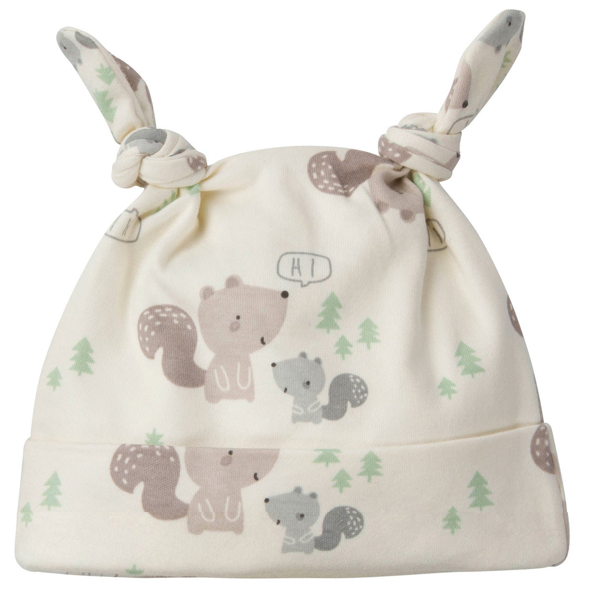 4-Piece Organic Baby Boys Squirrels No Scratch Mittens & Caps Set, view 2