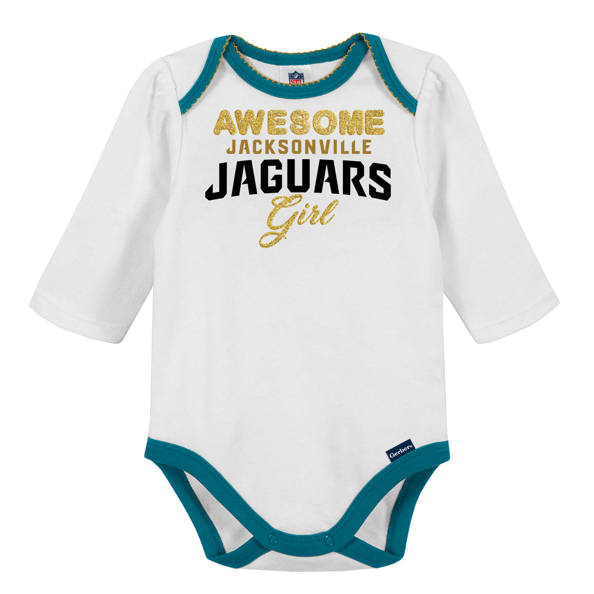 3-Piece Baby Girls Jaguars Bodysuit, Footed Pant, & Cap Set, view 3