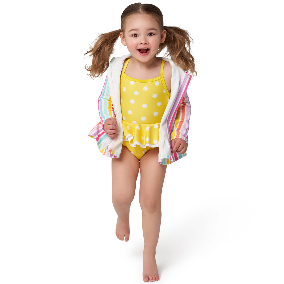 Baby & Toddler Girls Rainbow Hooded Zip Front Terry Coverup, view 2