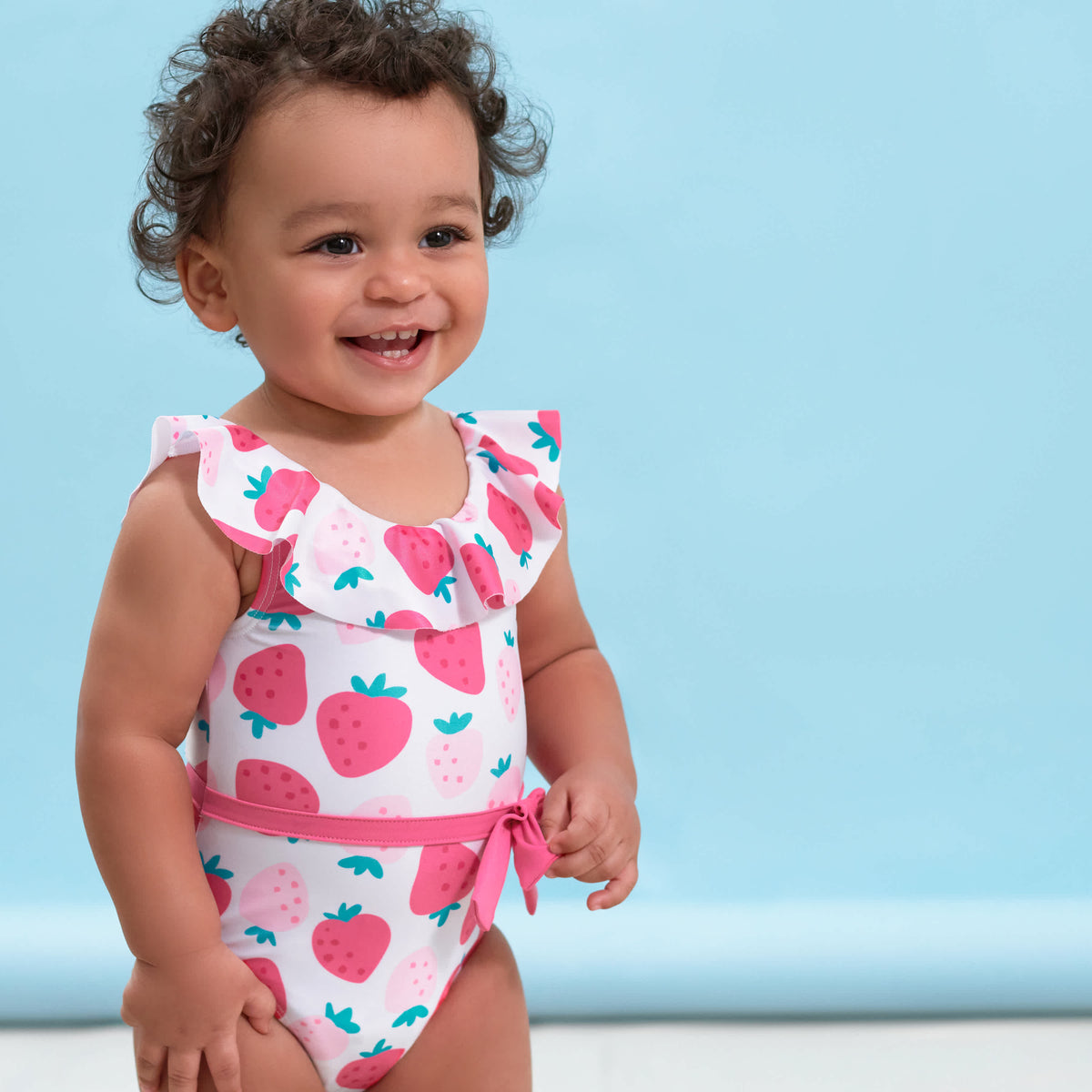 Baby & Toddler Girls Summer Blossom One-Piece Swimsuit With Ruffle, view 2