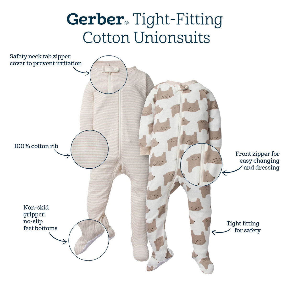 2-Pack Baby Boys Bear Cotton Pajamas, view 3