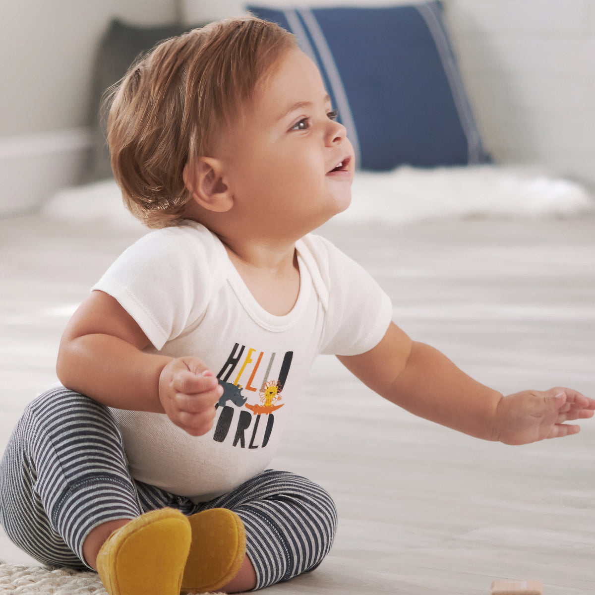 3-Piece Baby Boys Hello World Onesies Bodysuits & Pants Set, view 5