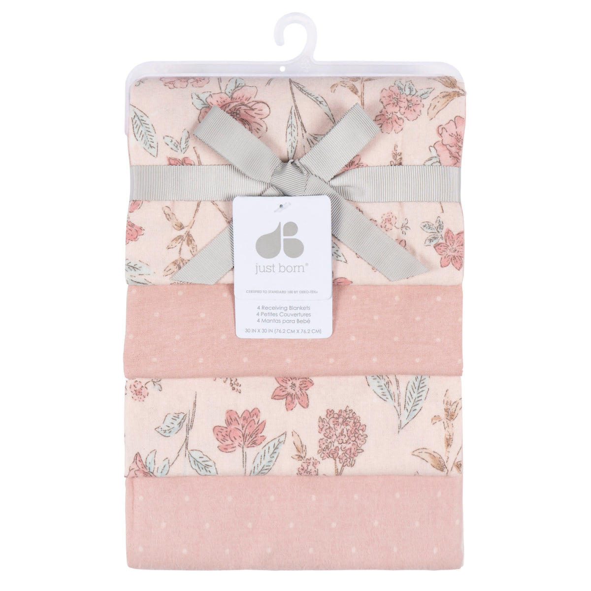 4-Pack Baby Girls Pink Cotton Flannel Blanket, view 4