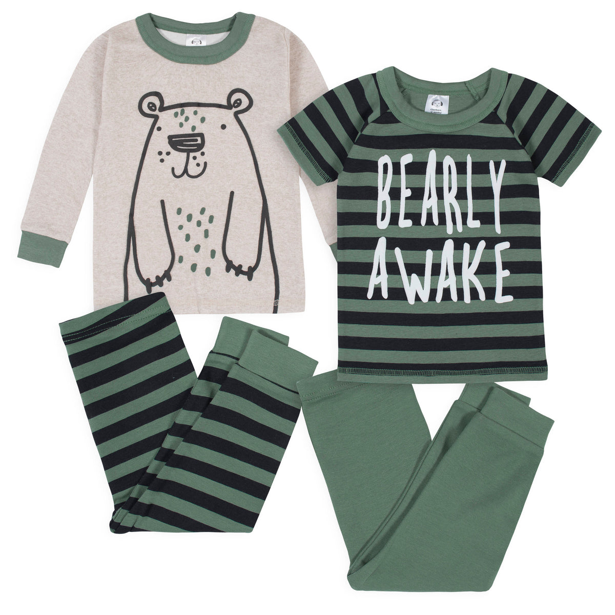 4-Piece Boys Bear Snug Fit Cotton Pajamas