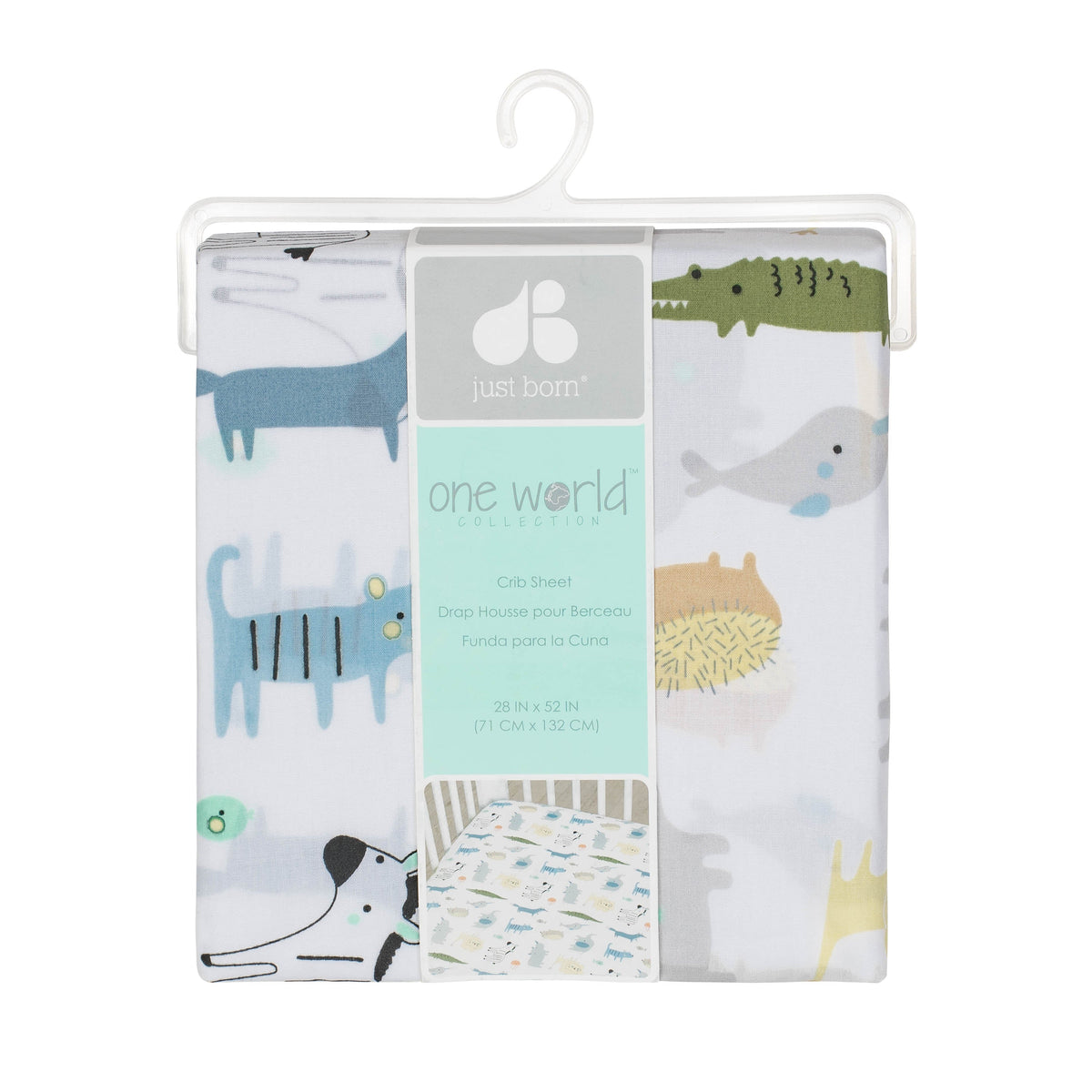 Baby Boys Hello World Fitted Crib Sheet, view 2