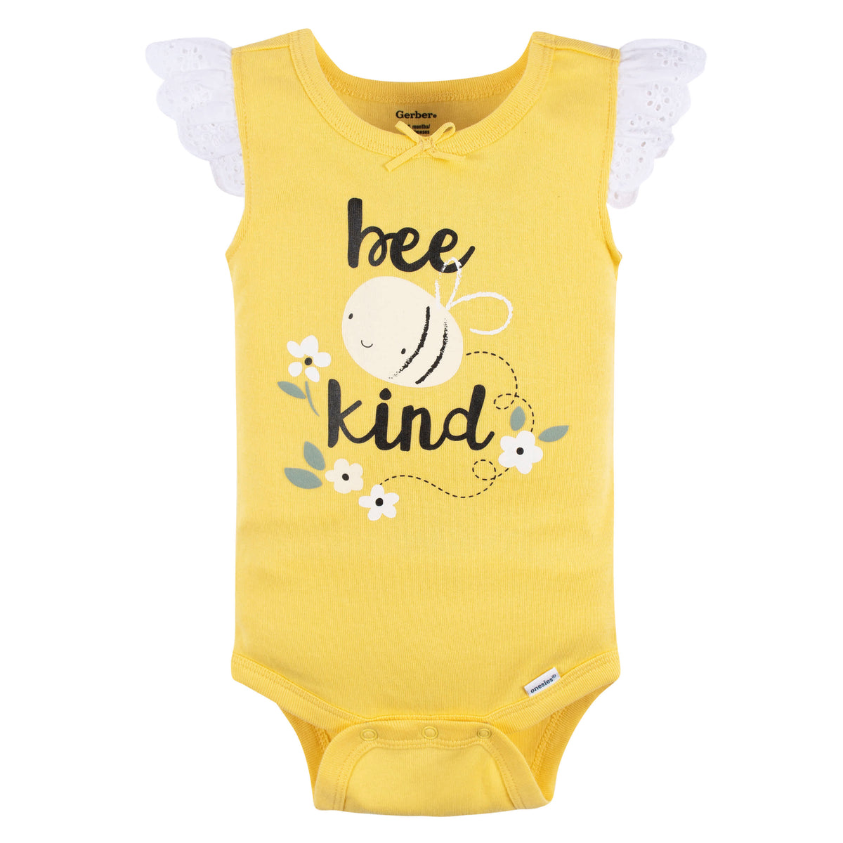 4-Pack Baby Girls Bee Garden Sleeveless Onesies Bodysuits, view 2