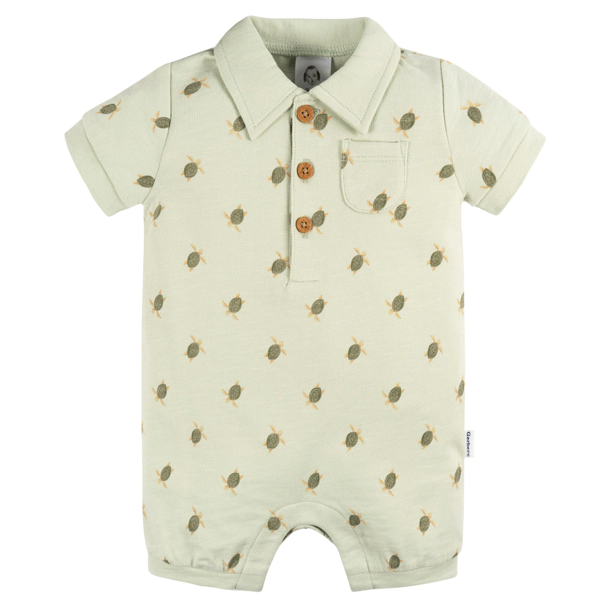 Baby Boys Turtle Collared Romper