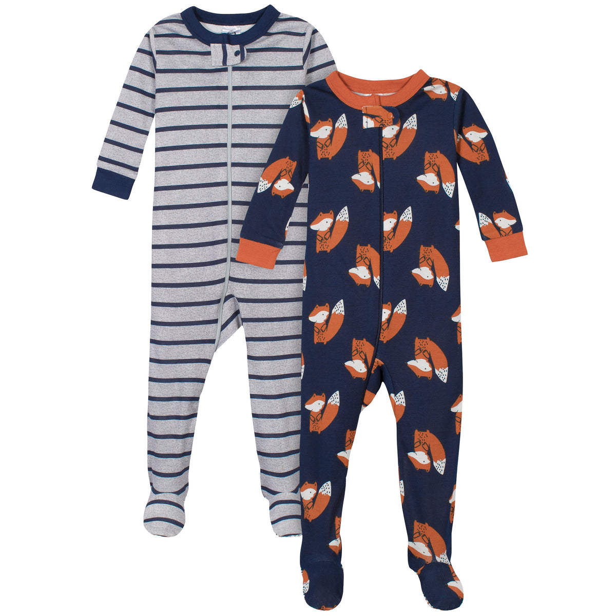 2-Pack Boys Fox Snug Fit Footed Cotton Pajamas