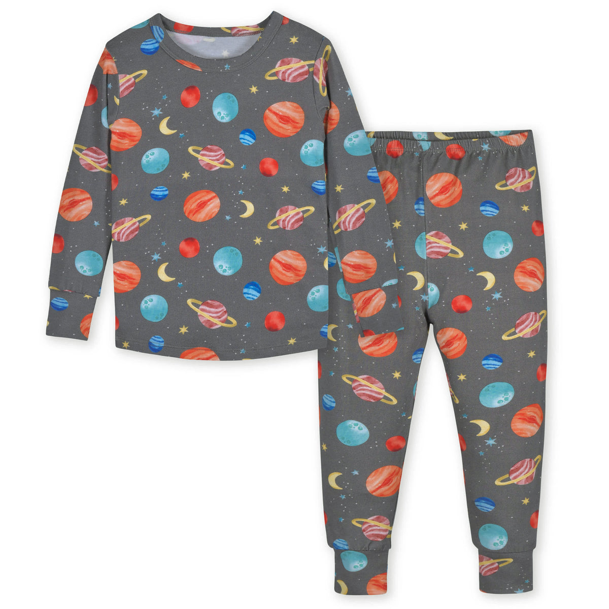 2-Piece Infant & Toddler Outer Space Buttery Soft Viscose Made from Eucalyptus Snug Fit Pajamas, view 2
