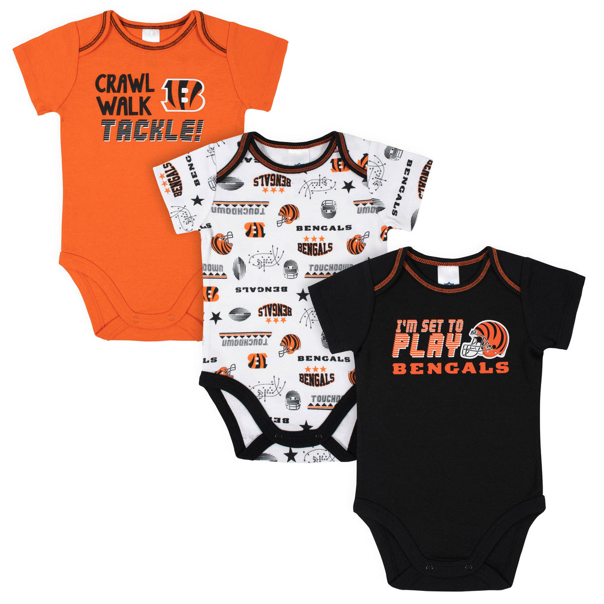 3-Pack Cincinatti Bengals Short Sleeve Bodysuits