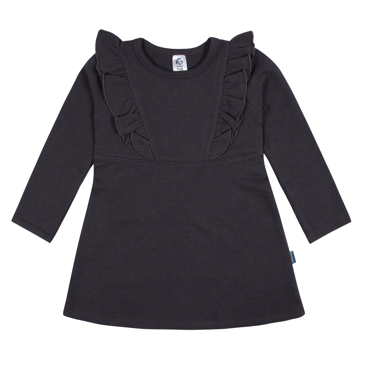 Infant and Toddler Girls Charcoal Dress With Ruffle