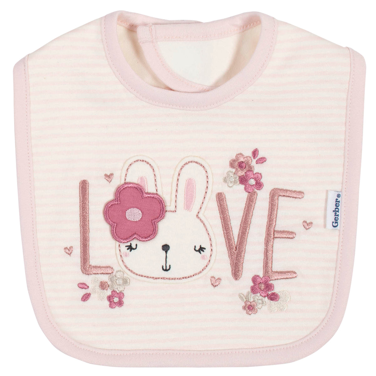 3-Piece Organic Baby Girls Wild Flower Bibs & Burp Set, view 2