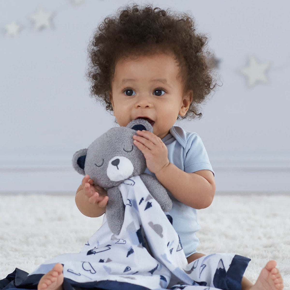 Just Born Baby Boys Bear Security Blanket, view 2